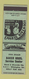 Matchbook Cover - Baker Bros Service Esso oil gas Wilmington DE