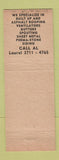 Matchbook Cover - Al Nero Roofing Asphalt Laurel DE