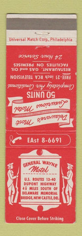 Matchbook Cover - General Wayne Motel New Castle DE oil gas