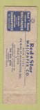 Matchbook Cover - Red Star Red Rose Wallpaper Wilmington DE