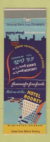 Matchbook Cover - Hotel Rodney Wilmington DE