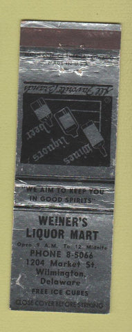 Matchbook Cover - Weiner's Liquor Mart Wilmington DE WEAR