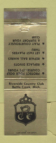 Matchbook Cover - Riverside Country Club Battle Creek MI GOLD WEAR