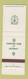 Matchbook Cover - Country Club of Detroit MI