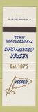 Matchbook Cover - Vesper Country Club Tyngsborough MA