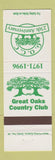 Matchbook Cover - Great Oaks Country Club 1996