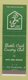 Matchbook Cover - Battle Creek Country Club MI GREEN
