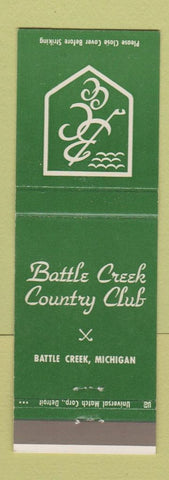 Matchbook Cover - Battle Creek Country Club MI GREEN