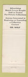 Matchbook Cover - Charles Wolf Superior Match Philadelphia PA pinup