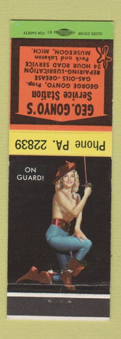 Matchbook Cover - Geo Gonyo's Service oil gas Muskegon MI pinup