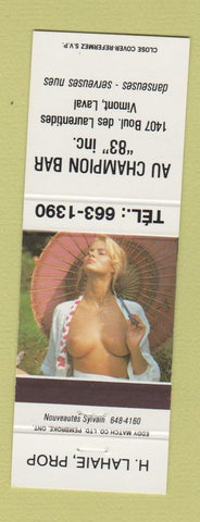 Matchbook Cover - Au Champion Bar Laval QC pinup