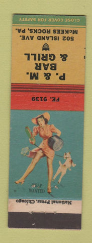 Matchbook Cover - P&M Bar Grill McKees Rocks PA pinup