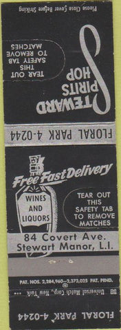 Matchbook Cover - Steward Spirits Shop Stewart Manor LI NY