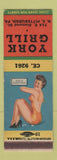 Matchbook Cover - York Grill Pittsburgh PA pinup