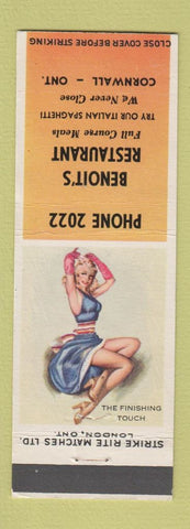 Matchbook Cover - Benoit's Restaurant Cornwall ON pinup