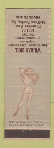 Matchbook Cover - Wil Kar Grill McKees Rocks PA ARROW pinup