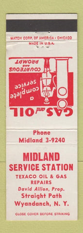 Matchbook Cover - Midland Service Texaco oil gas Wyandanch NY WEAR