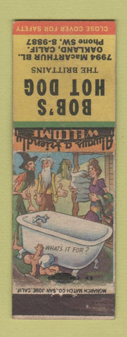 Matchbook Cover - Bob's Hot Dog Oakland CA WEAR hillbilly