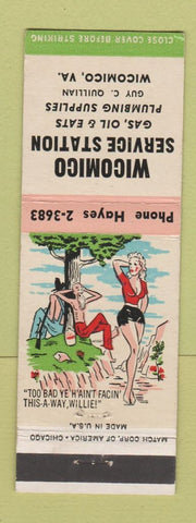 Matchbook Cover - Wicomico Service oil gas VA hillbilly