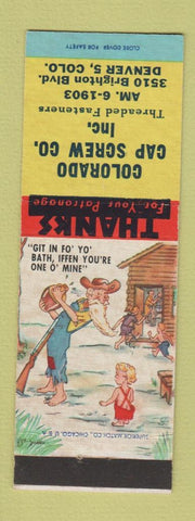 Matchbook Cover - Colorado Cap Screw Denver Colorado hillbilly