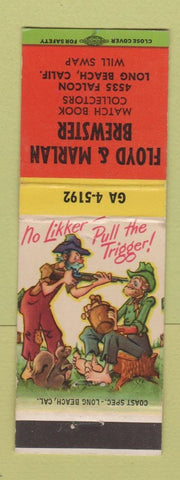 Matchbook Cover - Floyd Marlan Brewster Match Collectors Long Beach CA hillbilly