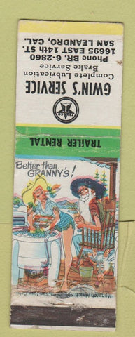 Matchbook Cover - Gwin's Service Texaco oil gas San Leandro CA WEAR hillbilly