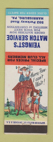 Matchbook Cover - Yeingst's Match Service Harrisburg PA hillbilly