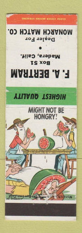 Matchbook Cover - FA Bertman Monarch Match Madera CA hillbilly