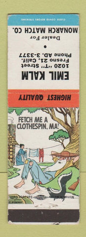 Matchbook Cover - Emil Kalm Monarch Match Fresno CA hillbilly