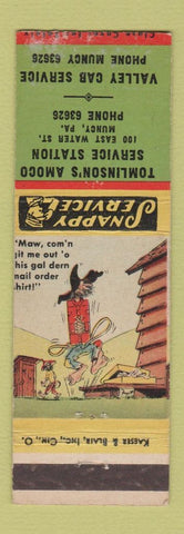 Matchbook Cover - Tomlinson's Amoco oil gas Muncy PA WEAR hillbilly