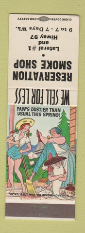 Matchbook Cover - Reservation Smoke Shop Tobacco Parker WA hillbilly