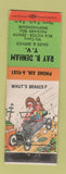 Matchbook Cover - Ray B Denham TV RCA Zenith Westinghouse WEAR hillbilly