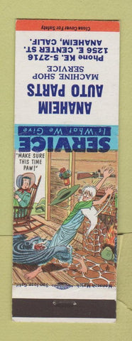 Matchbook Cover - Anaheim Auto Parts CA hillbilly