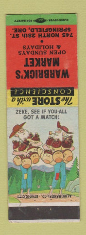 Matchbook Cover - Warbrick's Market Springfield OR hillbilly