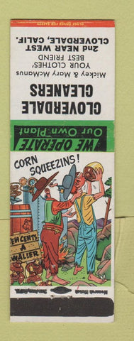 Matchbook Cover - Cloverdale Cleaners CA hillbilly