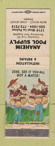 Matchbook Cover - Anaheim Pool Supply CA swimming  hillbilly