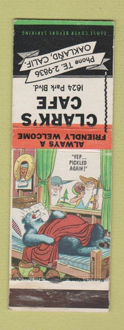 Matchbook Cover - Clark's Cafe Oakland CA hillbilly
