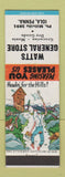 Matchbook Cover - Watts General Store Iola PA hillbilly