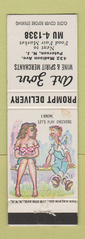 Matchbook Cover - Art Zorn Wine Liquor Paterson NJ WEAR hillbilly