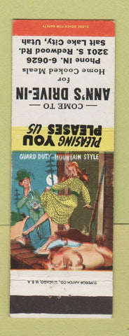Matchbook Cover - Ann's Drive In Salt Lake City UT hillbilly
