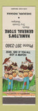 Matchbook Cover - Hamilton's General Store Shelburn IN hillbilly