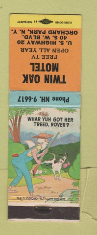 Matchbook Cover - Twin Oak Motel Orchard Park NY WEAR hillbilly