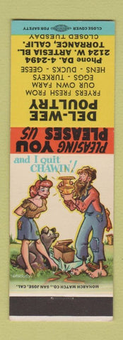 Matchbook Cover - Dee Wee Poultry Torrance CA hillbilly