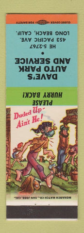 Matchbook Cover - Dave's Auto Park Service oil gas Long Beach CA hillbilly