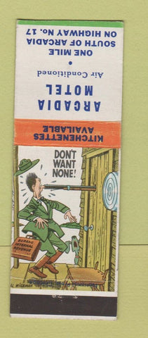 Matchbook Cover - Arcadia Motel Arcadia FL hillbilly