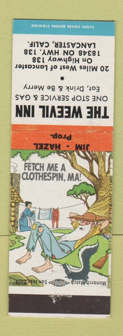 Matchbook Cover - Weevil Inn oil gas restaurant Lancaster CA hillbilly