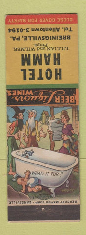 Matchbook Cover - Hotel Hamm Breinigsville PA hillbilly