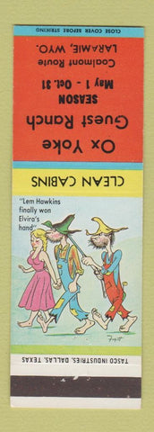 Matchbook Cover - Ox Yoke Guest Ranch Laramie WY hillbilly