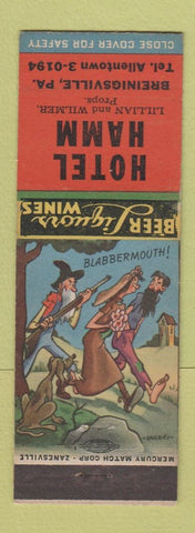Matchbook Cover - Hotel Hamm Breinigsville PA hillbilly