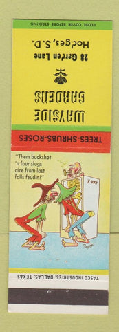 Matchbook Cover - Wayside Gardens Hodges SD hillbilly